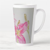 Tasse Latte Lilium floral à fleurs roses Aquarelle d'art (Droite)
