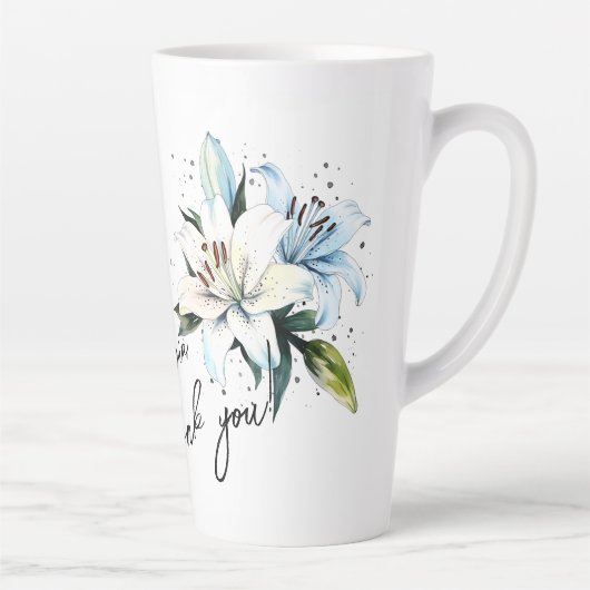Tasse Latte Lily "Merci !" Slogan et nom modifiables (Droite)