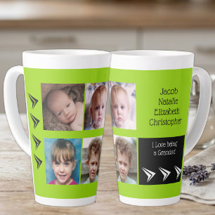 Tasse Latte Lime amour noir d'être un grand-père avec photos