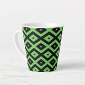 Tasse Latte Lime green and black diamond pattern (Angle gauche)
