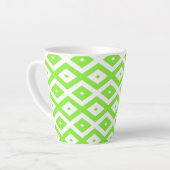 Tasse Latte Lime green and white diamond pattern (Angle gauche)