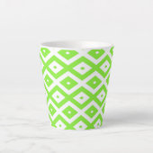 Tasse Latte Lime green and white diamond pattern (Devant)