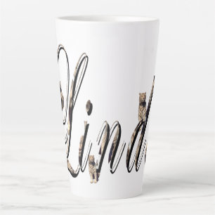 Tasse Latte "Linda" Nom fait avec des Tigres Blancs,