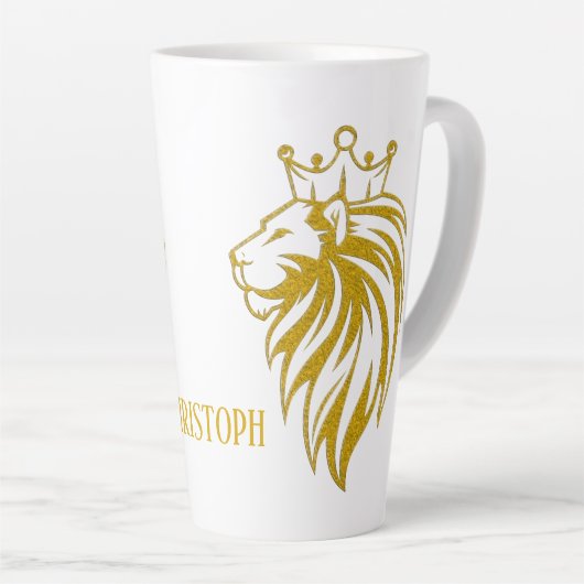 Tasse Latte Lion Avec Couronne - Style Or 2 (Angle droit)