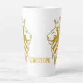 Tasse Latte Lion Avec Couronne - Style Or 2 (Devant)