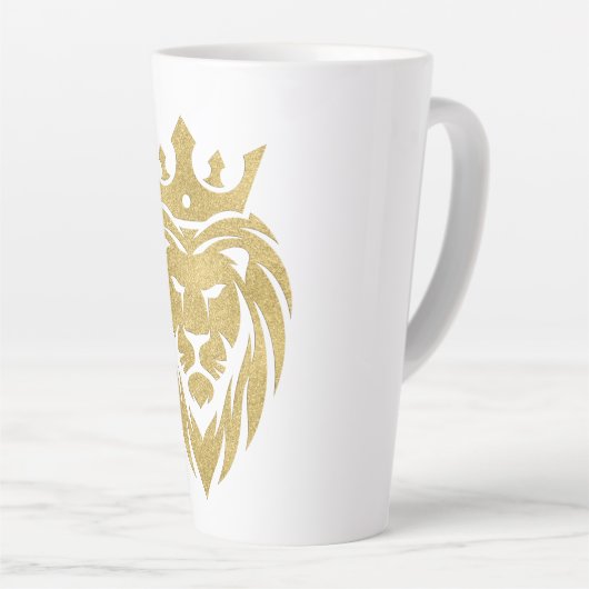 Tasse Latte Lion Avec Couronne - Style Or 3 (Angle droit)