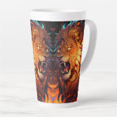 Tasse Latte Lion de feu avec Mane et éléments naturels (Angle droit)