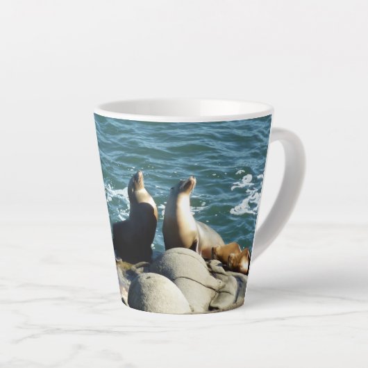 Tasse Latte Lions de la mer de San Diego (Angle droit)
