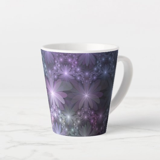 Tasse Latte Lit de fleurs Art Fractal Abstrait tendance brilla (Angle droit)