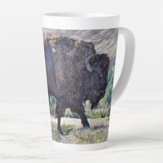 Tasse Latte L'itinérance de bison américain dans les prairies (Angle droit)