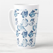 Tasse Latte littoral chic indigo bleu marine (Angle gauche)