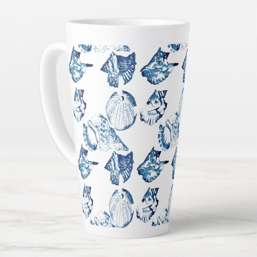 Tasse Latte littoral chic indigo bleu marine (Angle gauche)