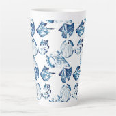 Tasse Latte littoral chic indigo bleu marine (Devant)