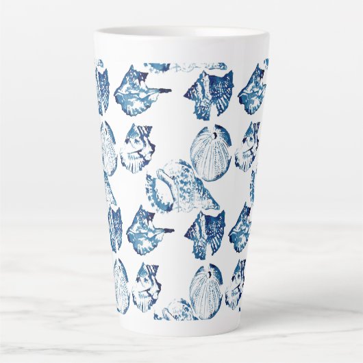 Tasse Latte littoral chic indigo bleu marine (Devant)