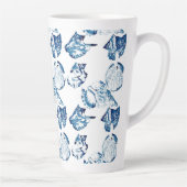 Tasse Latte littoral chic indigo bleu marine (Droite)