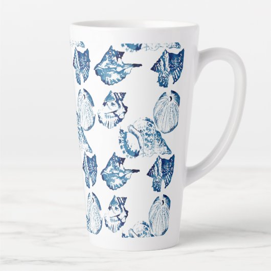 Tasse Latte littoral chic indigo bleu marine (Droite)