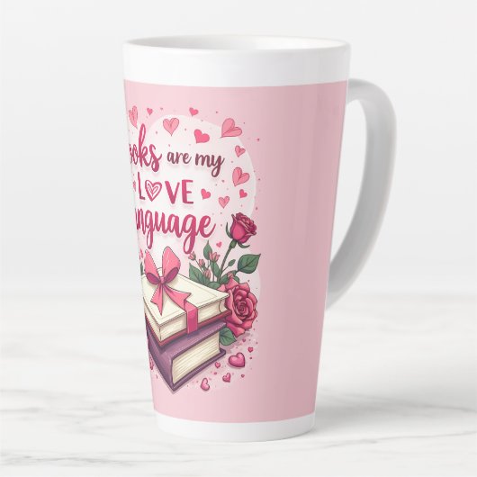 Tasse Latte Livre Lover Valentine Romantique Lecture esthétiqu (Angle droit)