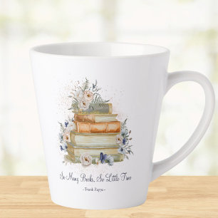 Tasse Latte Livres de citations personnalisées Fleurs bleues b