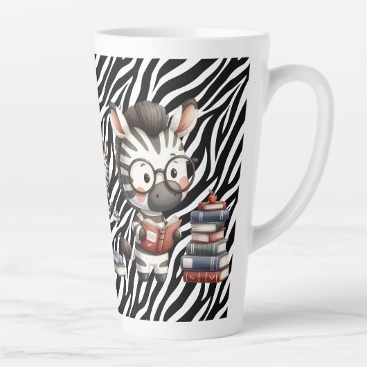 Tasse Latte Livres De Lecture Zebra. (Droite)