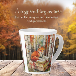 Tasse Latte Livres rustiques Vintage Fox Woodland Automne Auto
