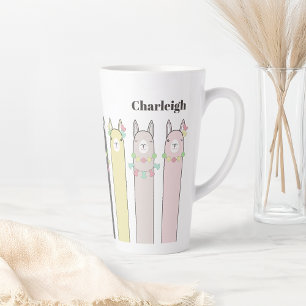 Tasse Latte Llamas Colorés Rétro Personnalisés Mignons