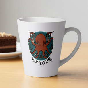 Tasse Latte Logo alternatif de la pieuvre rouge Ajoutez votre