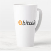 Tasse Latte Logo Bitcoin grand avec symbole Bitcoin orange (Angle droit)