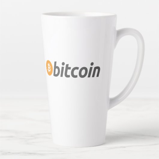 Tasse Latte Logo Bitcoin grand avec symbole Bitcoin orange (Droite)