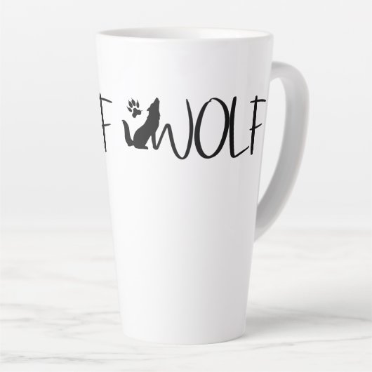 Tasse Latte Logo graphique Wolf Text (Angle droit)