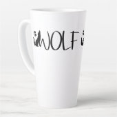 Tasse Latte Logo graphique Wolf Text (Angle gauche)