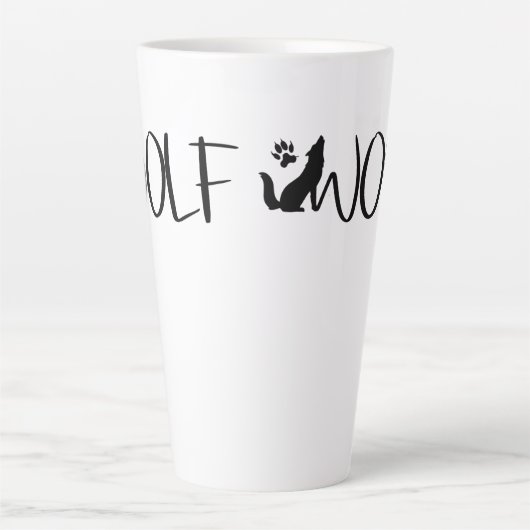 Tasse Latte Logo graphique Wolf Text (Devant)