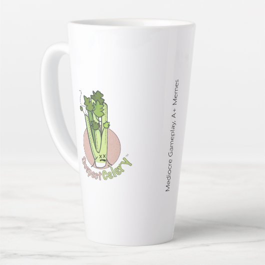 Tasse Latte Logo SuspectCelery™ Circle Celery avec trait (Angle gauche)