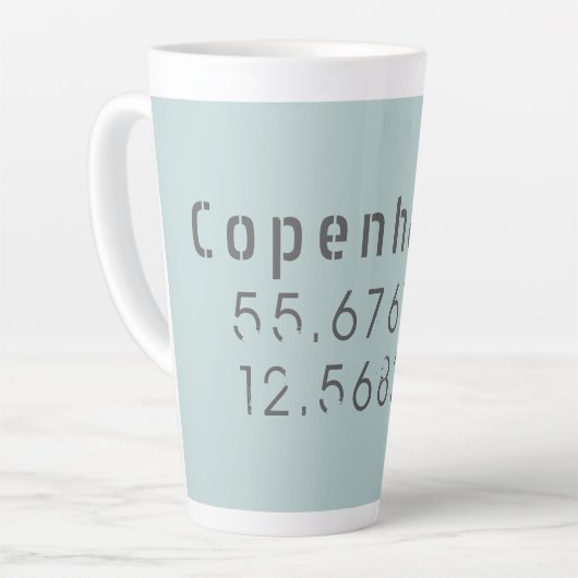 Tasse Latte Longitude de la Latitude de Copenhague (Angle gauche)