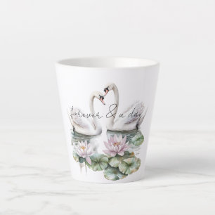 Tasse Latte Lotus rose romantique Cygnes floraux