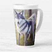 Tasse Latte Loup coloré debout (Angle droit)
