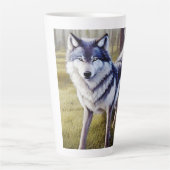 Tasse Latte Loup coloré debout (Devant)