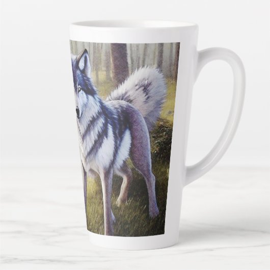 Tasse Latte Loup coloré debout (Droite)