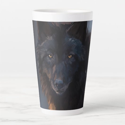 Tasse Latte Loup noir (Devant)