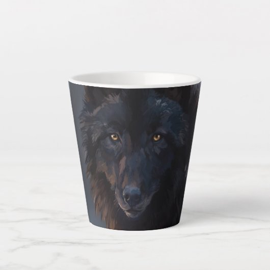 Tasse Latte Loup noir (Devant)