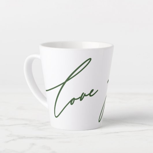 Tasse Latte Love and Joy Script Green Name Noël Holiday (Angle gauche)