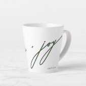 Tasse Latte Love and Joy Script Green Name Noël Holiday (Angle droit)