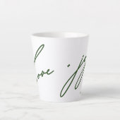 Tasse Latte Love and Joy Script Green Name Noël Holiday (Devant)