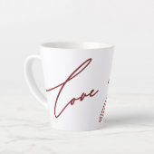 Tasse Latte Love and Joy Script Nom rouge Noël (Angle gauche)