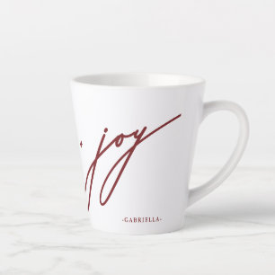 Tasse Latte Love and Joy Script Nom rouge Noël
