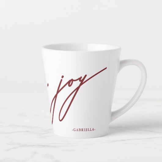 Tasse Latte Love and Joy Script Nom rouge Noël (Droite)