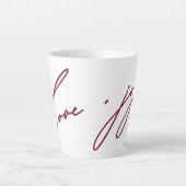 Tasse Latte Love and Joy Script Nom rouge Noël (Devant)