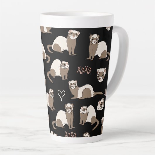 Tasse Latte Love Ferrets - Noir (Angle droit)