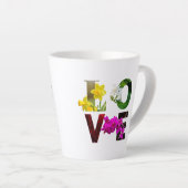 Tasse Latte LOVE Floral Typography (Angle droit)