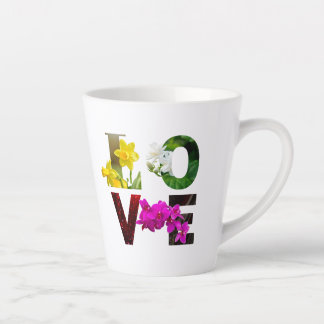 Tasse Latte LOVE Floral Typography 