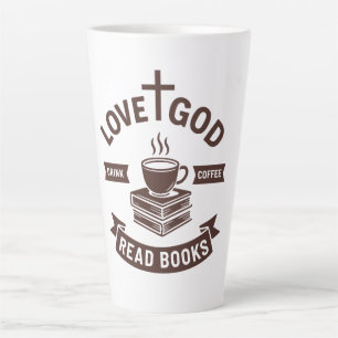 Tasse Latte Love God Drink Cafee Lire les livres Christian Vin